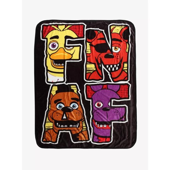Five Nights At Freddy's Character Letters Throw Blanket 45 x 60 NEW - Picture 1 of 4